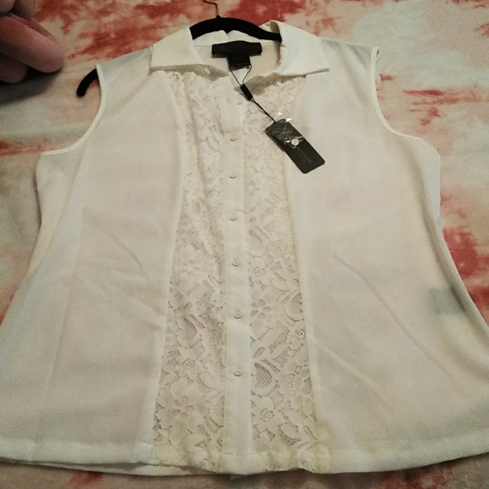 White Lace Accented Blouse